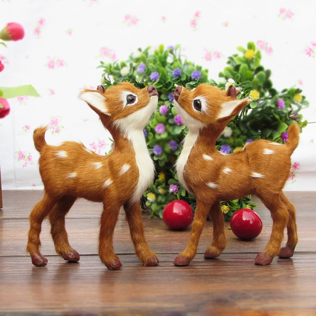 

about 14x11cm simulation deer real fur sika deer model one lot /2 pieces,ornament scene layout prop decoration gift h1270