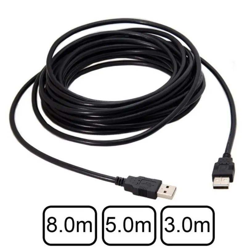 USB Type-A Male to USB 2.0 Male Data Cable 3M 5M 8M for Hard Disk Scanner Printer - Durable Data Sync Cord