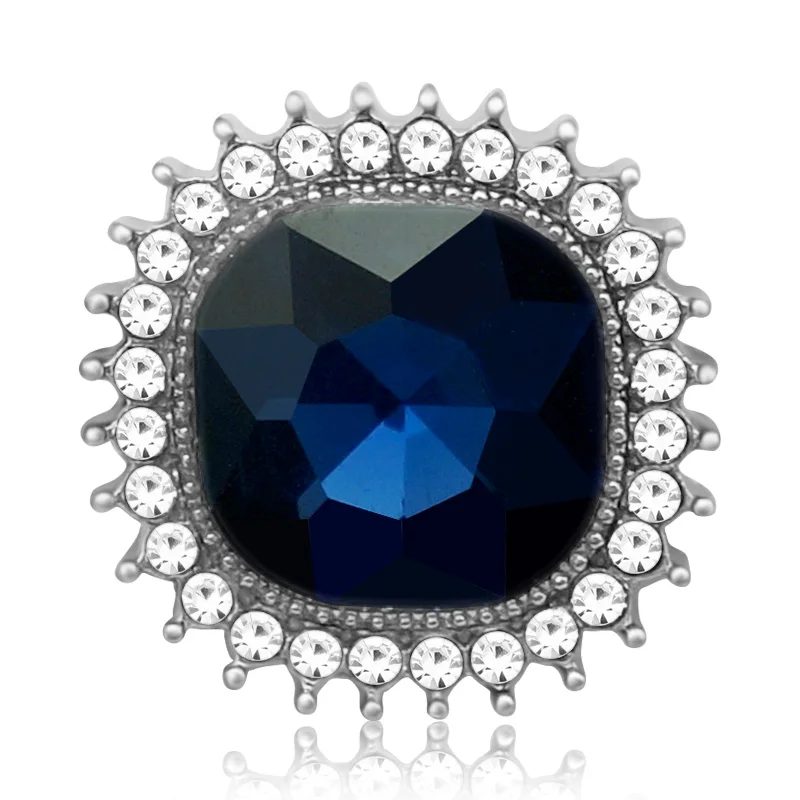 New Beauty Square Rhinestone Faceted Crystal 18mm snap buttons fit 18mm snap necklace jewelry wholesale KZ3434 Gift