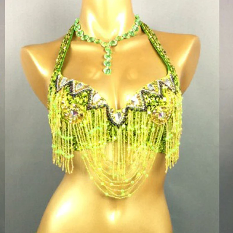 New Sexy Belly Dance Costume For Women Beaded Sequin Bras Belly Dancing Clothes Dance Wear Sexy Night Club Bellydance BRA TOPS