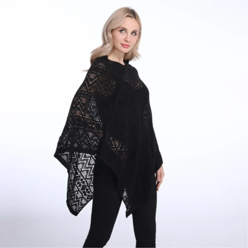 Poncho de moda para mujer, suéter fino, cárdigans de rayas de Color sólido, talla grande, novedad, envío directo