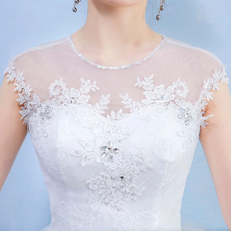 Robe de mariée Simple en dentelle, avec des Appliques élégantes, dos nu, paillettes, robe de bal, bon marché, Photo réelle