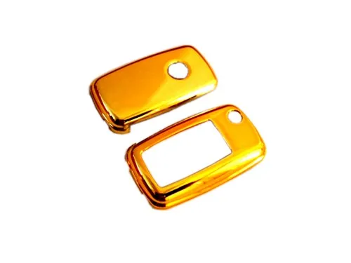 Remote Flip Key Cover Case Skin Shell Cap Fob Protection Gold Plated Chrome for VW MK6 SEAT SKODA