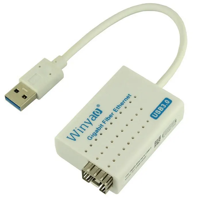 USB 3.0 to 1000Mbps Gigabit Ethernet LAN Fiber Optical Network Card Realtek RTL8153 with SFP Optical Module White