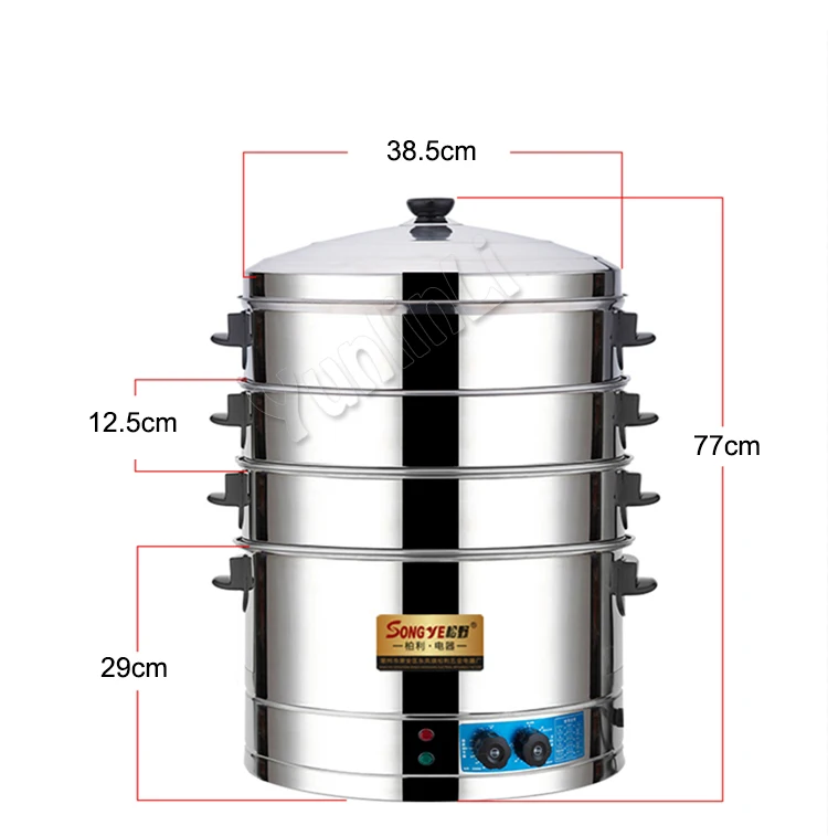 Multifunctional Electric Steamer 40CM Commercial Steaming Furnace Stainless Steel Electric Bun Dumplings Steam Oven SYL-400