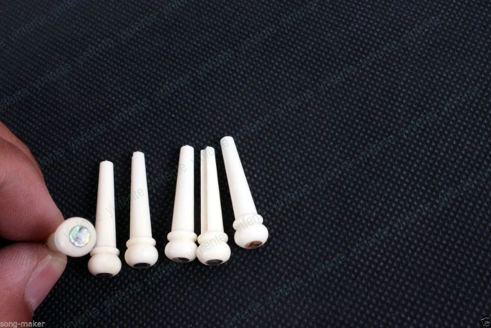 100 pcs Cattle BONE & ABALONE DOT GUITAR BRIDGE END PIN SET FOR ACOUSTIC GUITAR