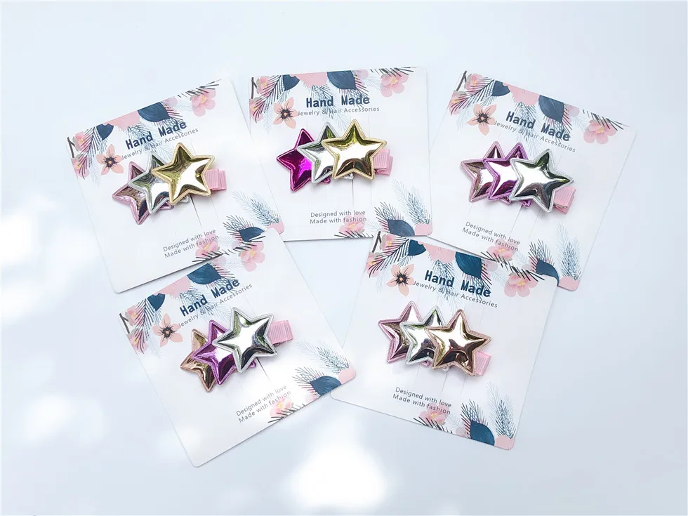 

Boutique ins 20pcs Fashion Cute PU Leather Star Hairpins Solid Glossy Star Hair Clips Princess Headwear Hair Accessories