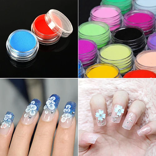 12 Gemengde Kleuren Acryl Nail Art Polish Tips Uv Gel Powder Dust 3D Diy Decoratie Set Nail Art & Gereedschap schilderen Nail Accesorios