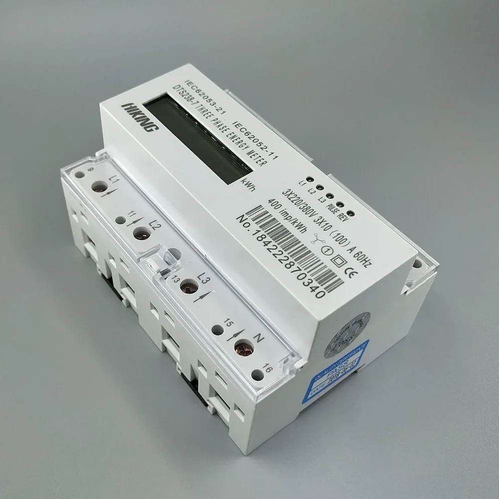 10(100)A 3*220V/380V 60HZ  three phase Din rail KWH Watt hour din-rail energy meter LCD