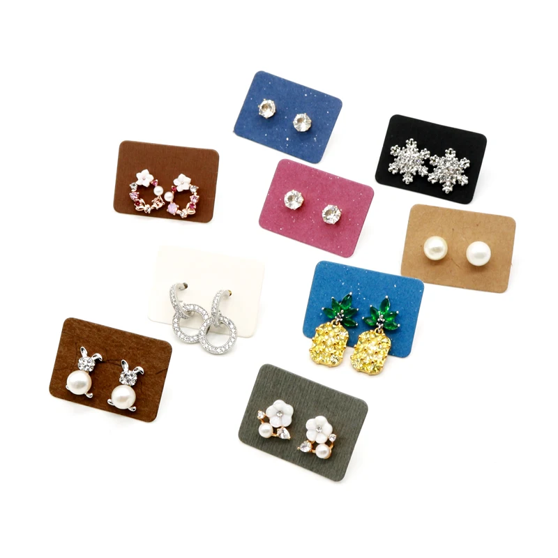 Multi Size 100pcs/lots Kraft Earring Card Handmade Colorful Paper Packaging Jewelry Ear Cards Studs Displays Cards Wholesale