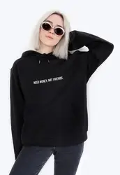 Skuggnas New Arrival Need Money Not Friends Aesthetic Hoodie Tumblr Hoodie Grunge Clothing Long Sleeve Gothic Tops Drop ship