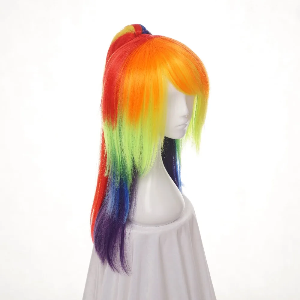 

Новый парик ccutoo длиной 65 см, прямой, радужных цветов, с одним хвостиком, синтетический, для косплея, термостойкий