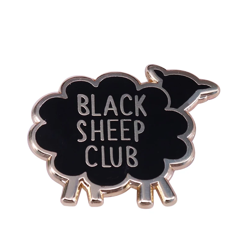 Black sheep club enamel pin funny humor quote badge cool proud warrior decor