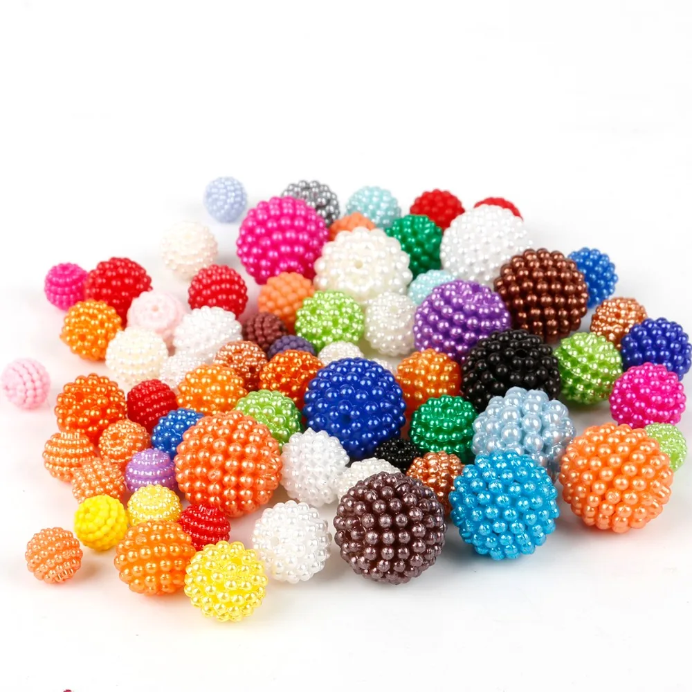 20-100Pcs/Lot Pearl Imitation 10/12/14/20mm Size Pick Plastic Mix Color ABS Plastic Loose Spacer Beads For DIY Jewelry Making