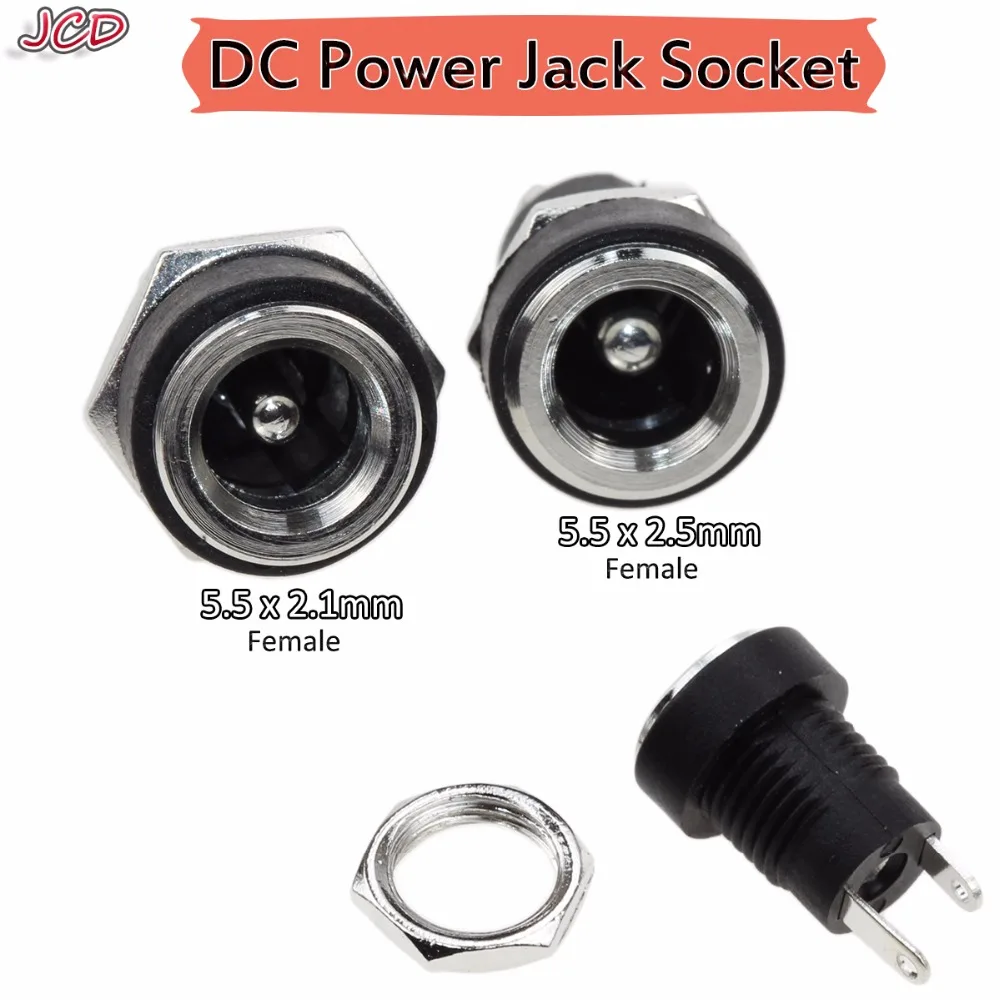 JCD 3A 12v for DC Power Jack Socket Female Panel Mount Connector 5.5 mm x 2.1mm / 5.5 mm x 2.5mm Plug Adapter 5.5*2.1 5.5*2.5 mm