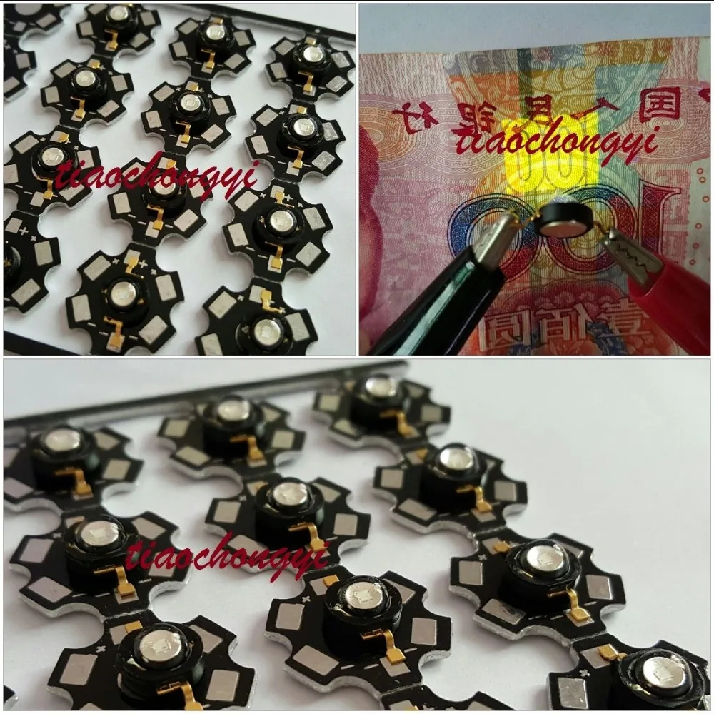 

3W UV 365nm LED ultraviolet High Power bead with 20mm Black star base 100pcs