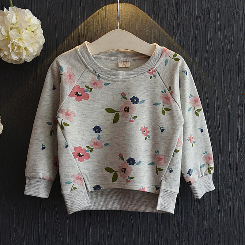 Spring Autumn Floral Baby Girls Long Sleeve T-shirt Kids Girls Sweatshirts Casual Children Clothes Girls Clothing Hoodies Tops