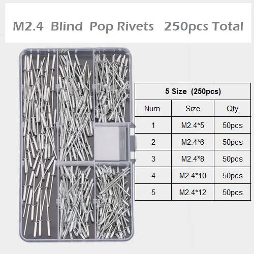 Free shipping M2.4 Rivet Blind Rivets / Pop Rivets / Rivets Aluminum Anti-corrosion 250pcs