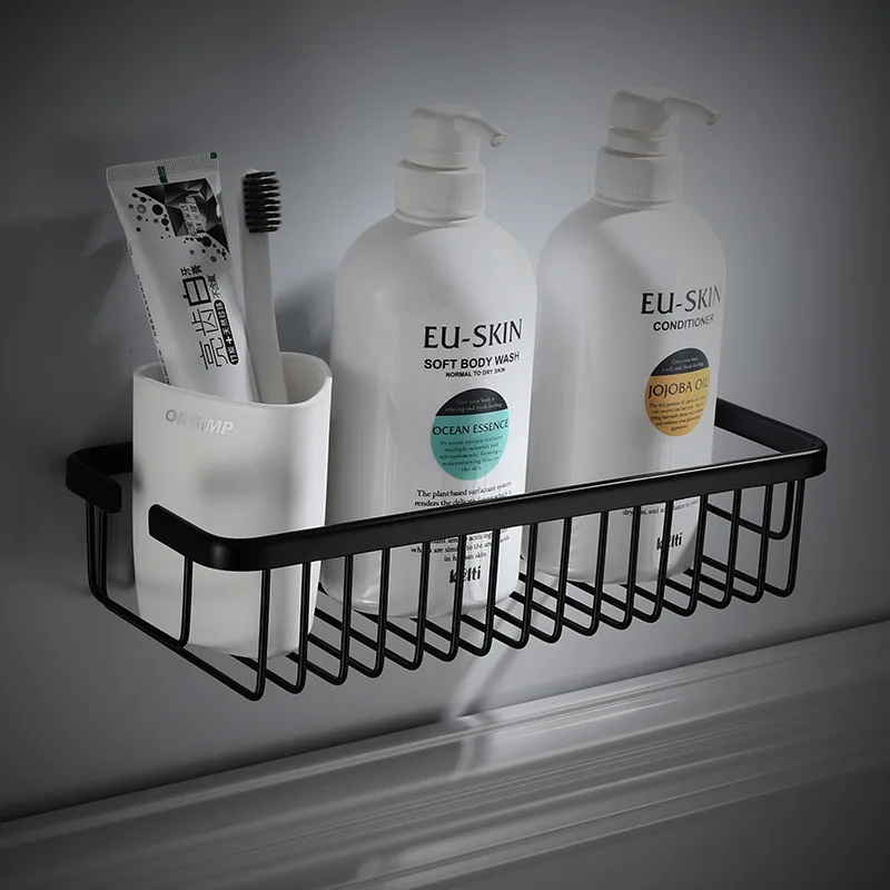 

Square Bathroom Shelf Brass Black Shower Shampoo Soap Holder Corner Shelf Bathroom Accessory Storage Organizer Rack Holder