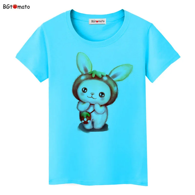 Nuovo Kawaii stampato Hand Draw Aabbit T-shirt Donna Top Manica corta O-Collo Camicie Abbigliamento per le donne Tees Vendita calda