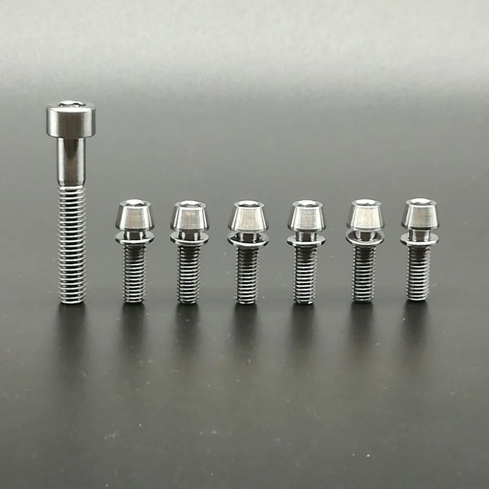 Titanium / Ti Bolts For Stem & Headset - 7 pcs (6pcs M5 x 16mm & 1pc M6 x 35mm) Gold Rainbow Black