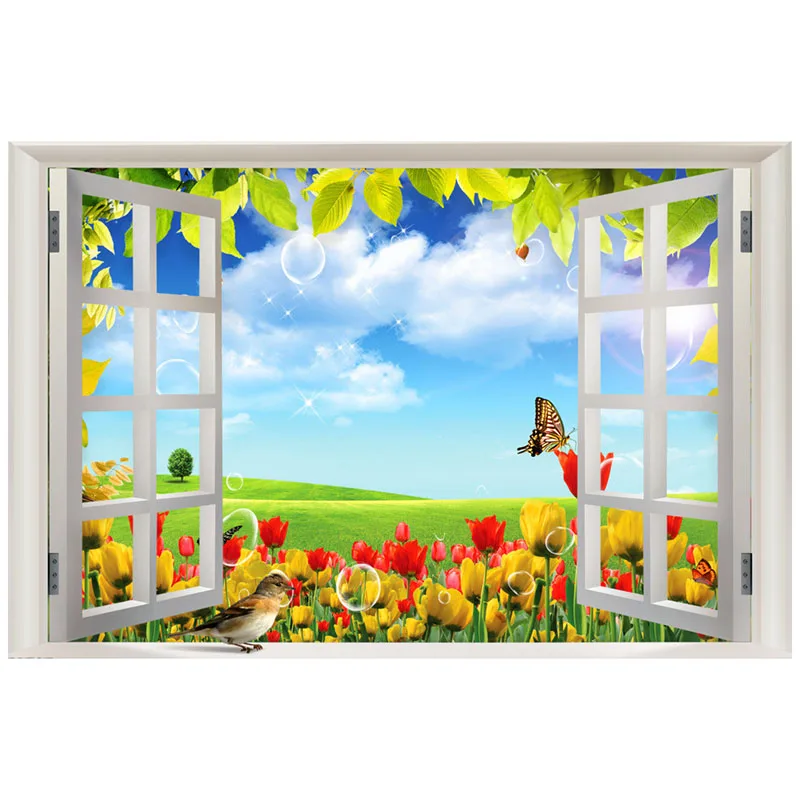 5D DIY full square round drill Diamond painting Scenery Dream landscape flower outside window 3d mosaic Wedding Room decoration