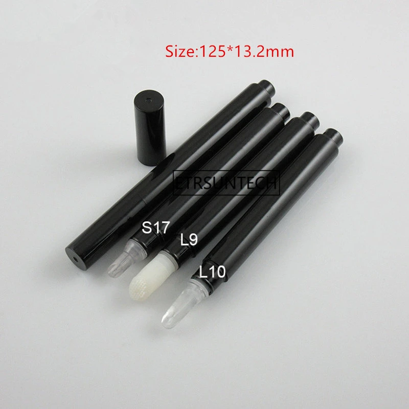 

500Pcs 3ML Cosmetic Press/Click Pen In Black Packing Container For Concealer Cream Lip Gloss With Different Applicators F1847