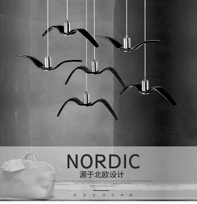 Modern minimalist restaurant gulls Pendant Lights LED creative personality pendant Lamp bedroom AC110-240V image 5