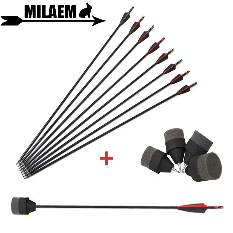 6/12pcs Archery Fiberglass Arrow With Soft Sponge Foam Arrowhead Spine500 CS Bow Arrow Game Outdoor Shooting Accessories