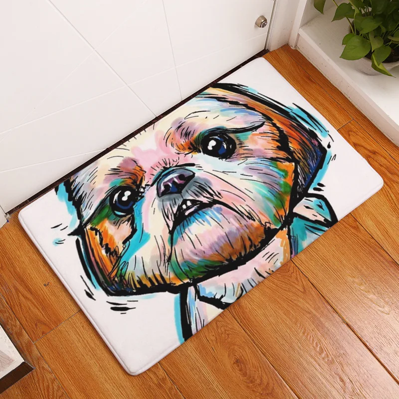 Home Rugs Creative Cute Pet Pug Malamute Maltese Sheltie Terrier Dog Carpets for Living Room Bedroom Table Non-slip Mat Rug