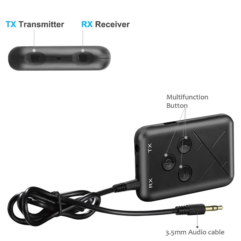 2 in 1 Bluetooth Zender Ontvanger 3.5mm Stereo Draadloze Muziek Audio Kabel Dongle Bluetooth 4.2 Adapter voor TV DVD Mp3 PC