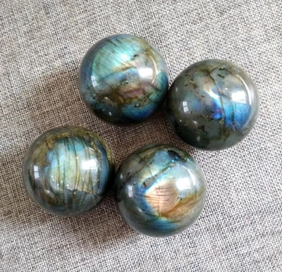 

BEST! TOP!! 4PCS NATURAL Labradorite Crystal sphere ball Orb Gem Stone