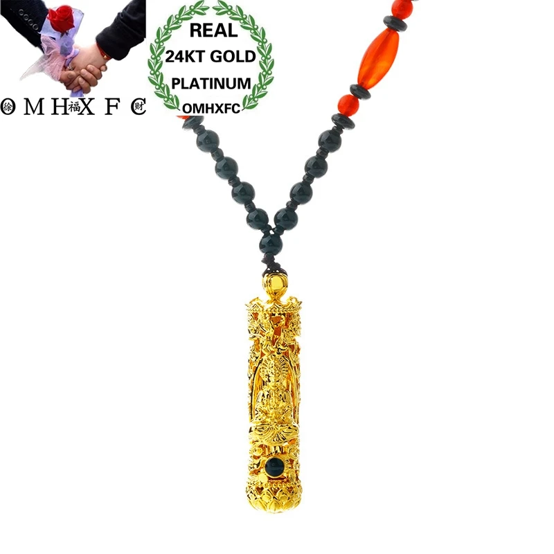 

OMHXFC товары по оптовым ценам, европейские модные обувь для мужчин и женщин; Унисекс вечерние подарок на день рождения и свадьбу винтажная Гуаньинь 24KT золотой кулон ожерелье NL215