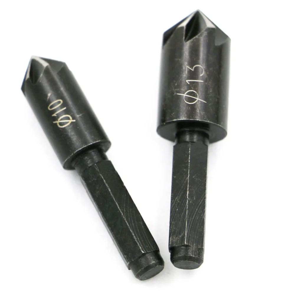 2 Pieces Seven-edged Chamfer Cutter Hole Drill Bits Woodworking Holes Drilling Positioning Chamfered Knife Edge Grinder