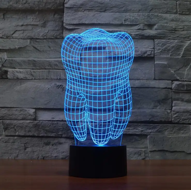 Kawaii kształt zęba 3d światło USB Illusion LED dekoracyjna lampka stołowa dotykowy dzieci nachtlampje kolorowe 3d lampy biurko prezent dentysta