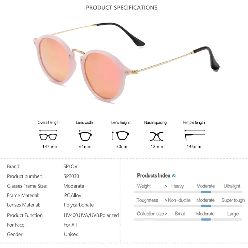 SPLOV New Fashion Round Polarized Sunglasses Retro Men Women Brand Designer Coating Mirrored Sun Glasses Gafas De Sol UV400 image 5