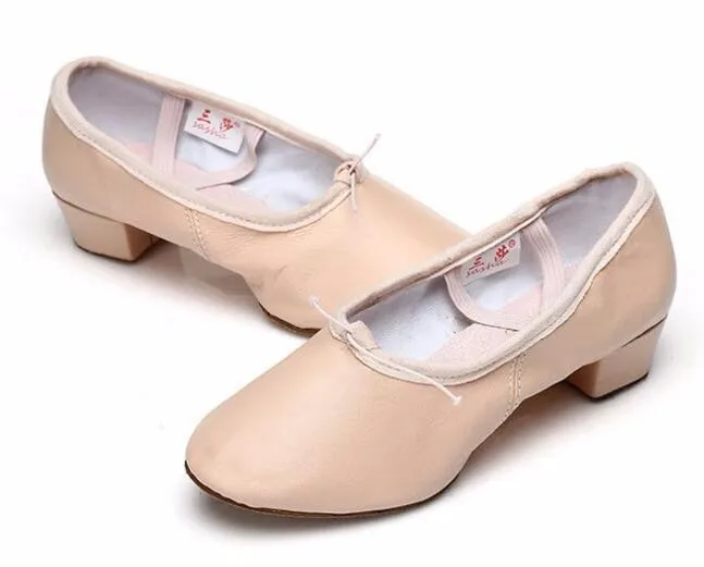 Ballet Shoes With Heels Adult Dance Shoes Women Girls New Leather Latin Dance Shoes Practice Teacher Teaching