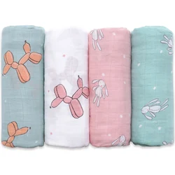 Muslinlife Baby Swaddle Wrap Soft Bamboo Cotton Blanket For Baby Stroller Use Cute Bunny Unicorn Whale Baby Blanket 120*120cm