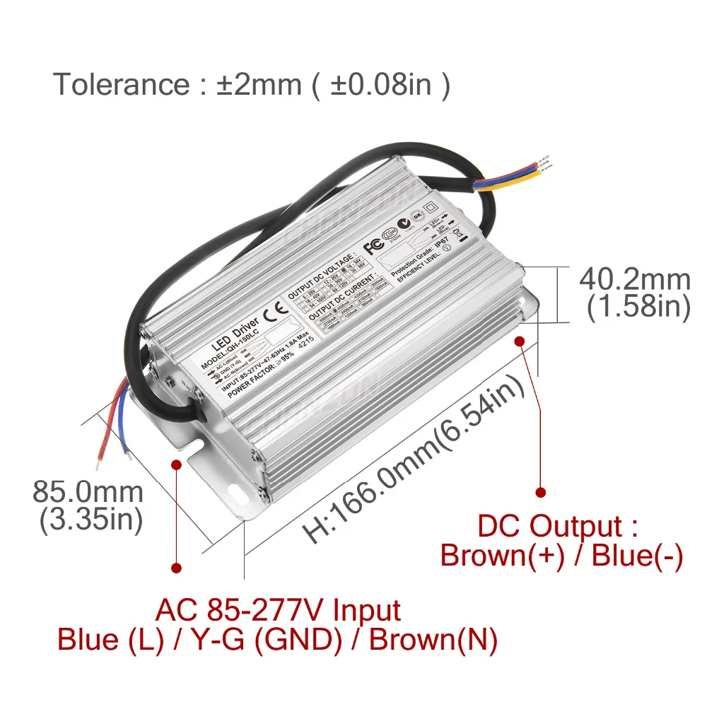 Constant Current LED Driver 4500mA 6-10x15 DC18-34V 4.5A 120W 150W IP67 AC100-240V Waterproof Power Supply Lighting Transformer