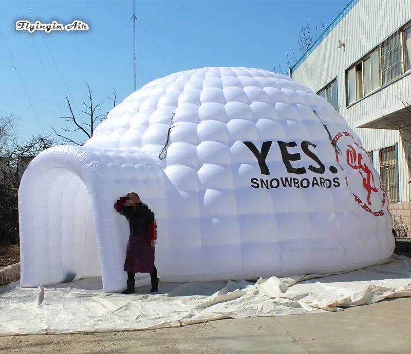 Customized Advertising White Inflatable Dome Tent 8m Circular House Airblow Igloo For Party And Holiday Event