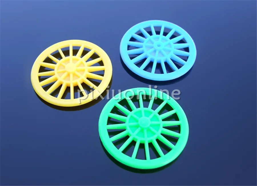 

10pcs Sale K1007b Green/blue/yellow Out Diameter 37mm Plastic Toy Car Wheel Sale at a Loss