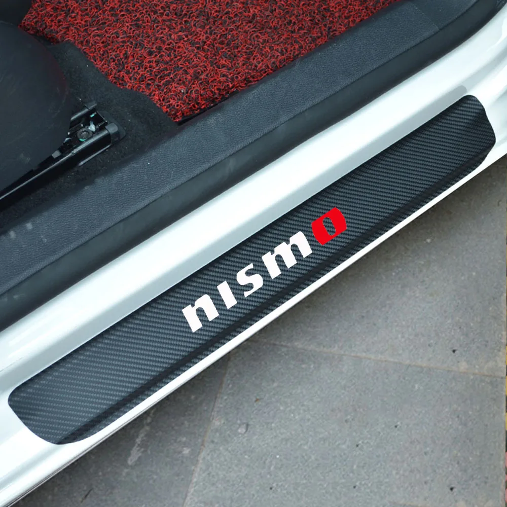 Carbon Fiber Car Door Welcome Pedal Film Stickers Anti Scratch None Slip For Nissan NISMO Sill Sticker Car Accessories Styling