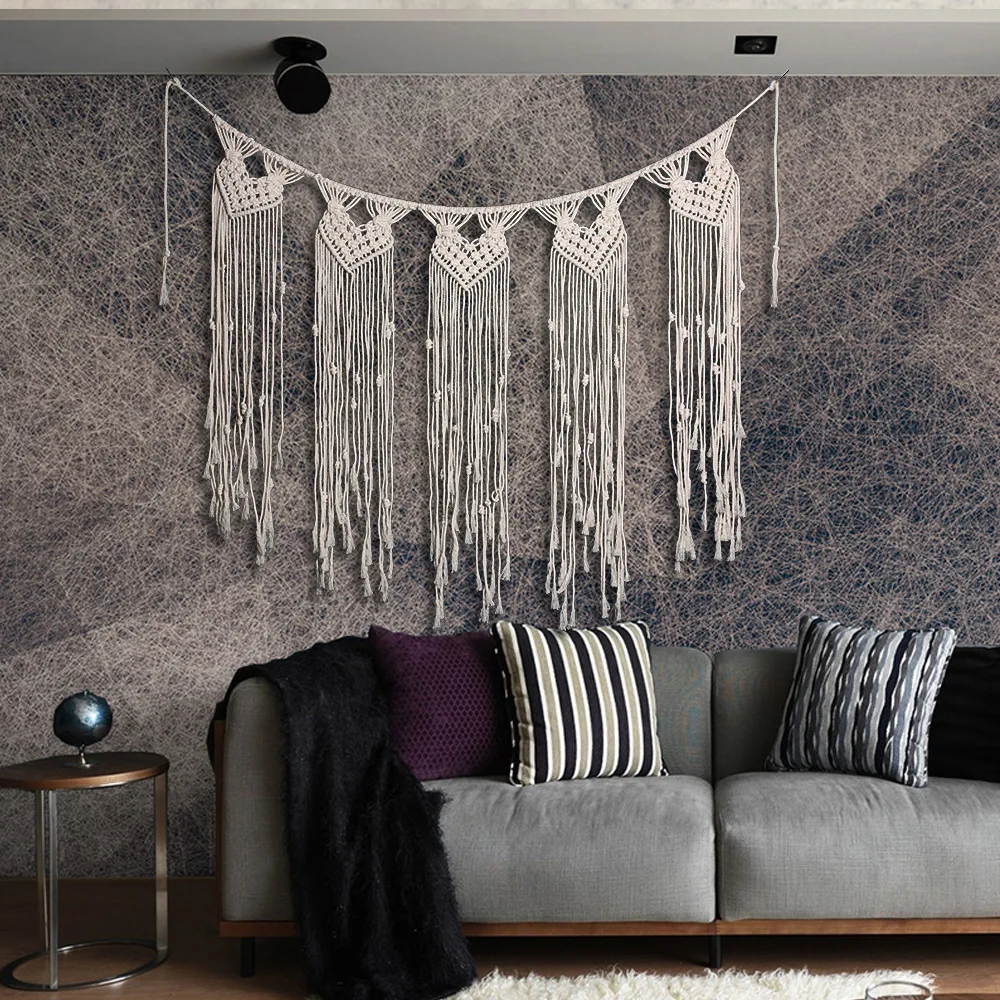 Long Hanging Bohemian Macrame Woven Tapestry, Handmade Tapestry, Knitting Wall, Home Decoration Craft, Wedding Gift, New