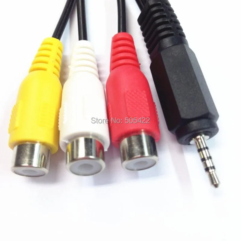 800pcs/lot New 2.5mm Male to 3RCA Female Jack Audio Video AV Adaptor Cable Extension Lead 20cm