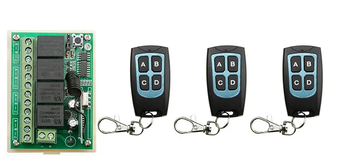 DC12V 4CH 4 CH 4Channel RF Wireless Remote Control Switch System 315 MHz /433 MHz Transmitter And Receiver/Garage Door/shutters