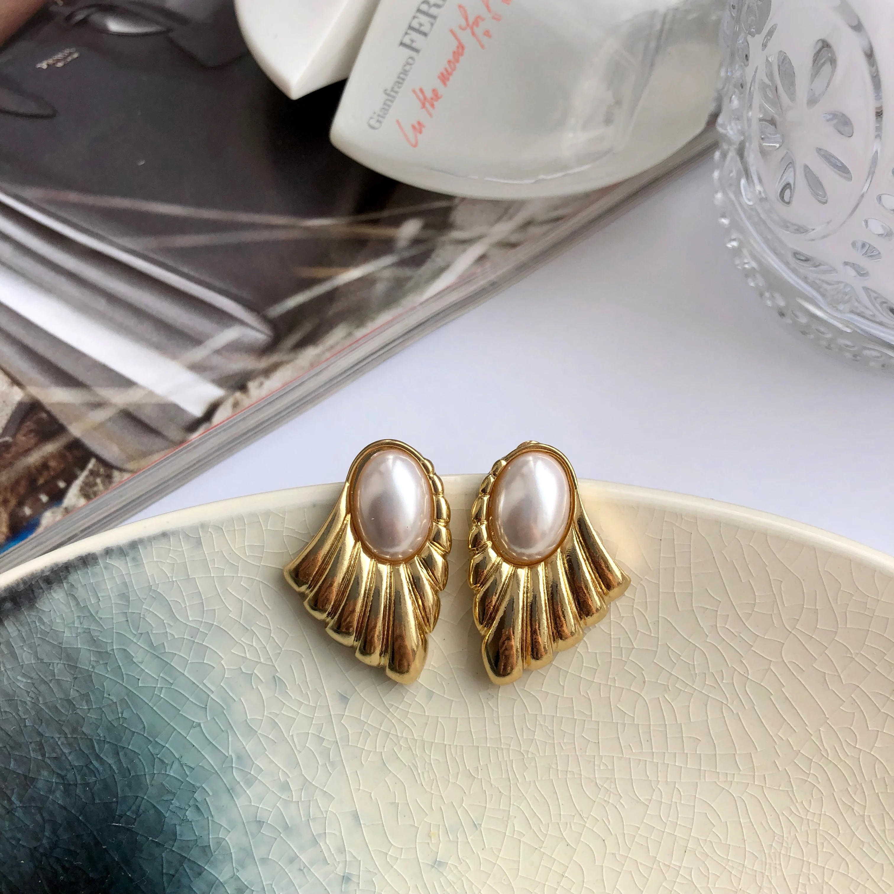 New Sweet Design Alloy Stud Geometric Wing Square Oval Cross Earrings Retro Jewelry
