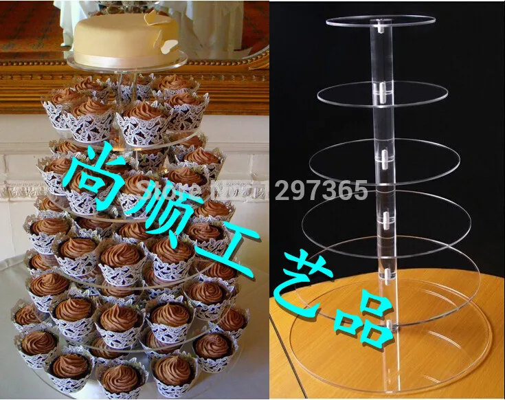 

Free shipping Wedding 6 tier cake stand with acrylic center with simple style