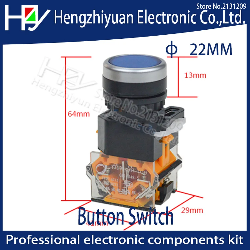 Hzy 22mm momentary Push button switch 1NO+1NC AC 220V CNC LATHE MEDICAL EQUIPMENT