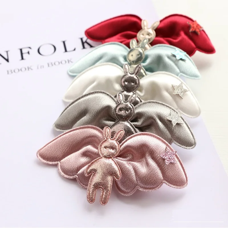 

Boutique 10pcs Fashion Cute Glitter Angel Wings Rabbit Hairpins Solid Bunny Hair Clips Princess Headwear Hair Accessories