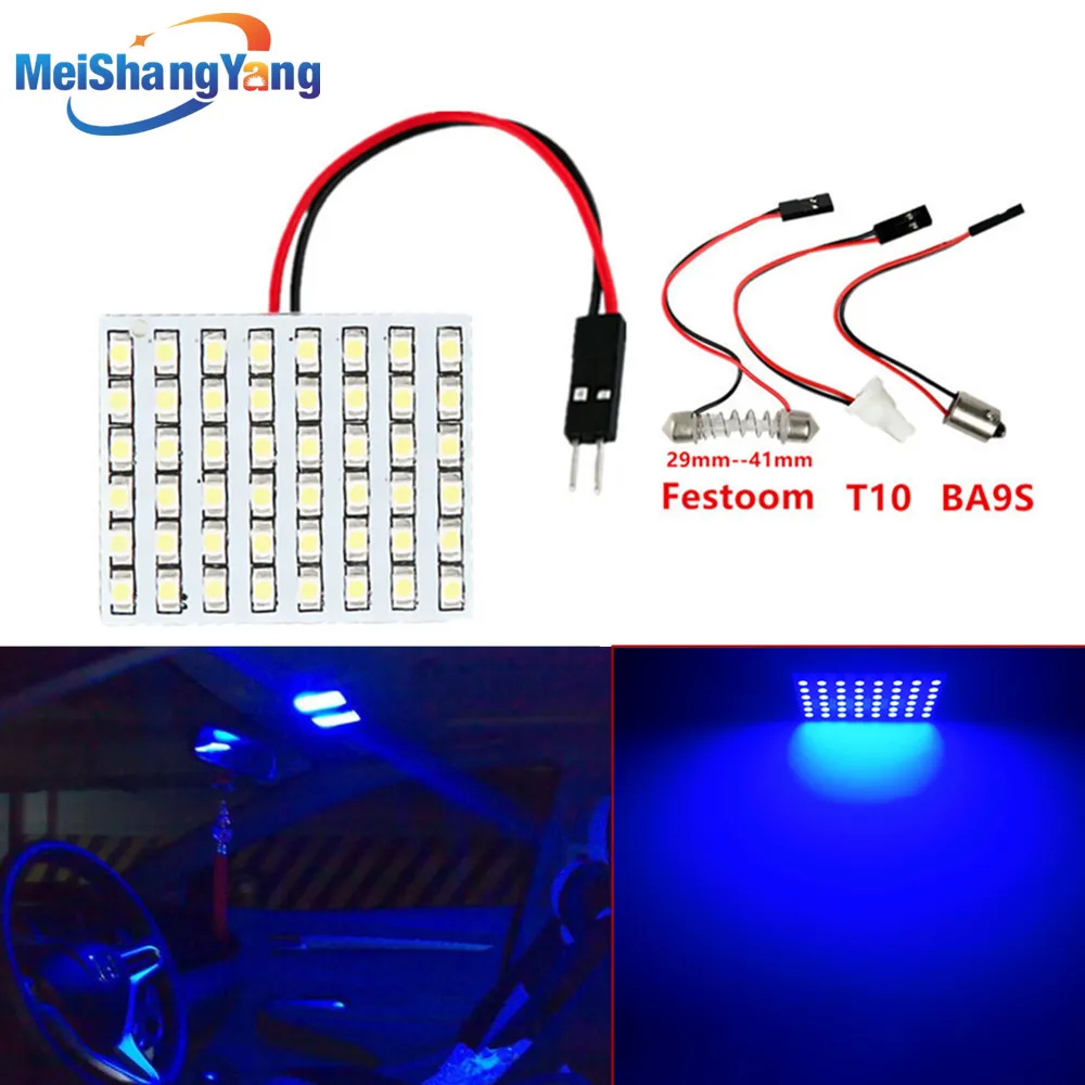 48 SMD Blue,White,Warm white Panel led car T10 BA9S Festoon Dome Interior Lamp w5w c5w t4w bulbs Car Light Source parking 12V